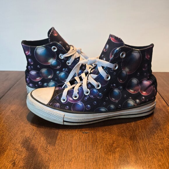 Converse Chuck Taylor All Star Women’s Size 7 Shoes High Black With Bubbles - Picture 7 of 8